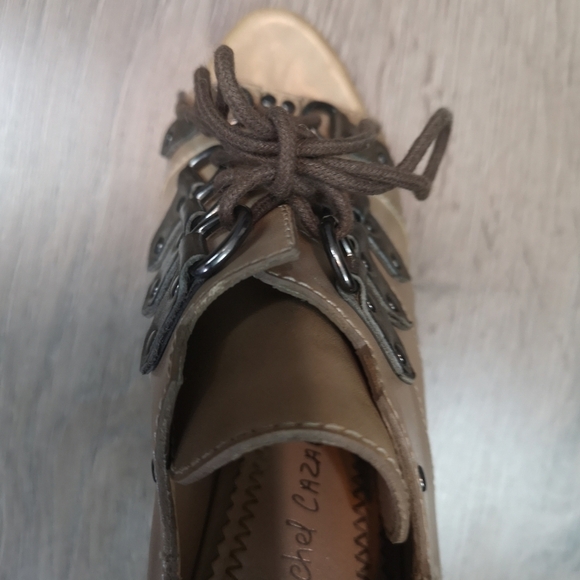 Vintage Jean Michel Cazabat re-owned NUDE lace up platform open toe shoes - Picture 5 of 7